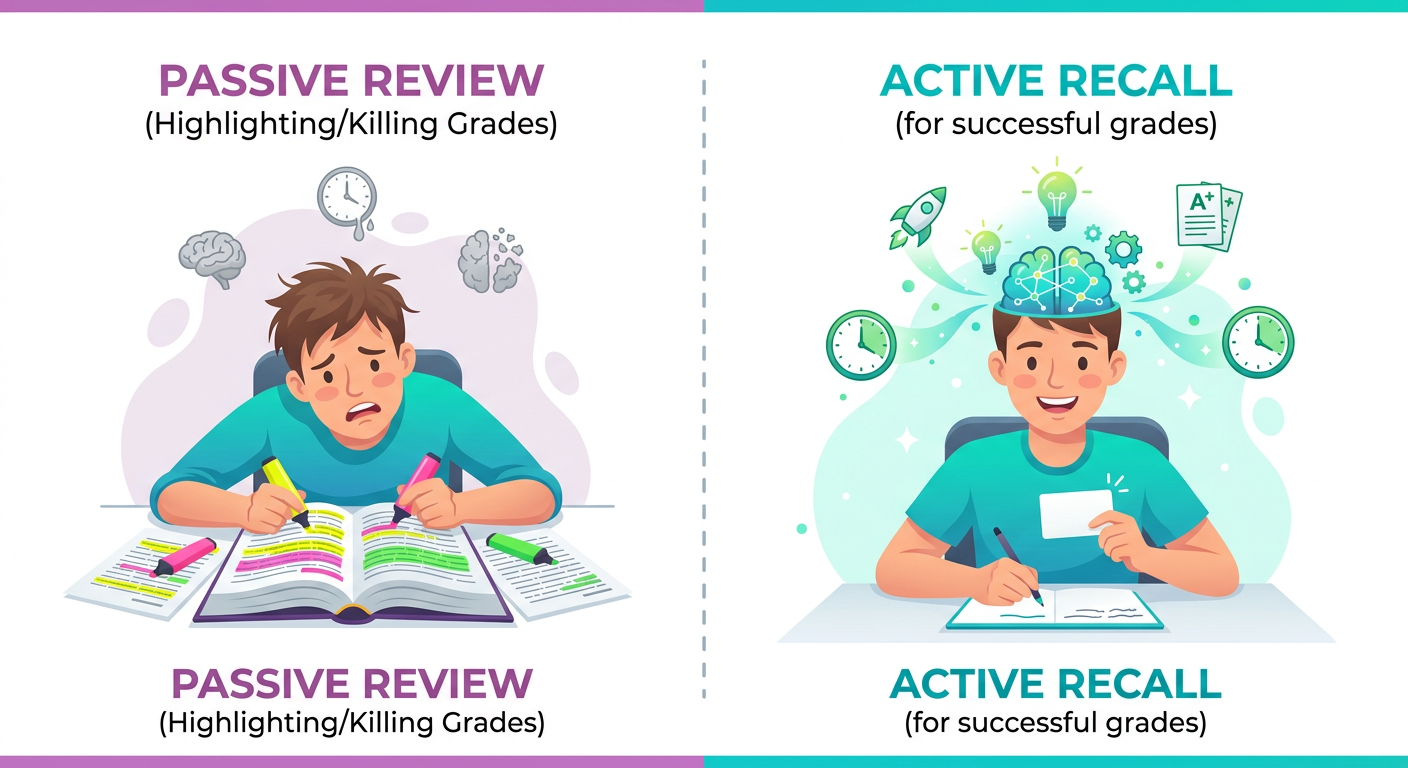 Active Recall vs. Passive Review: Why Highlighting is Killing Your Grades