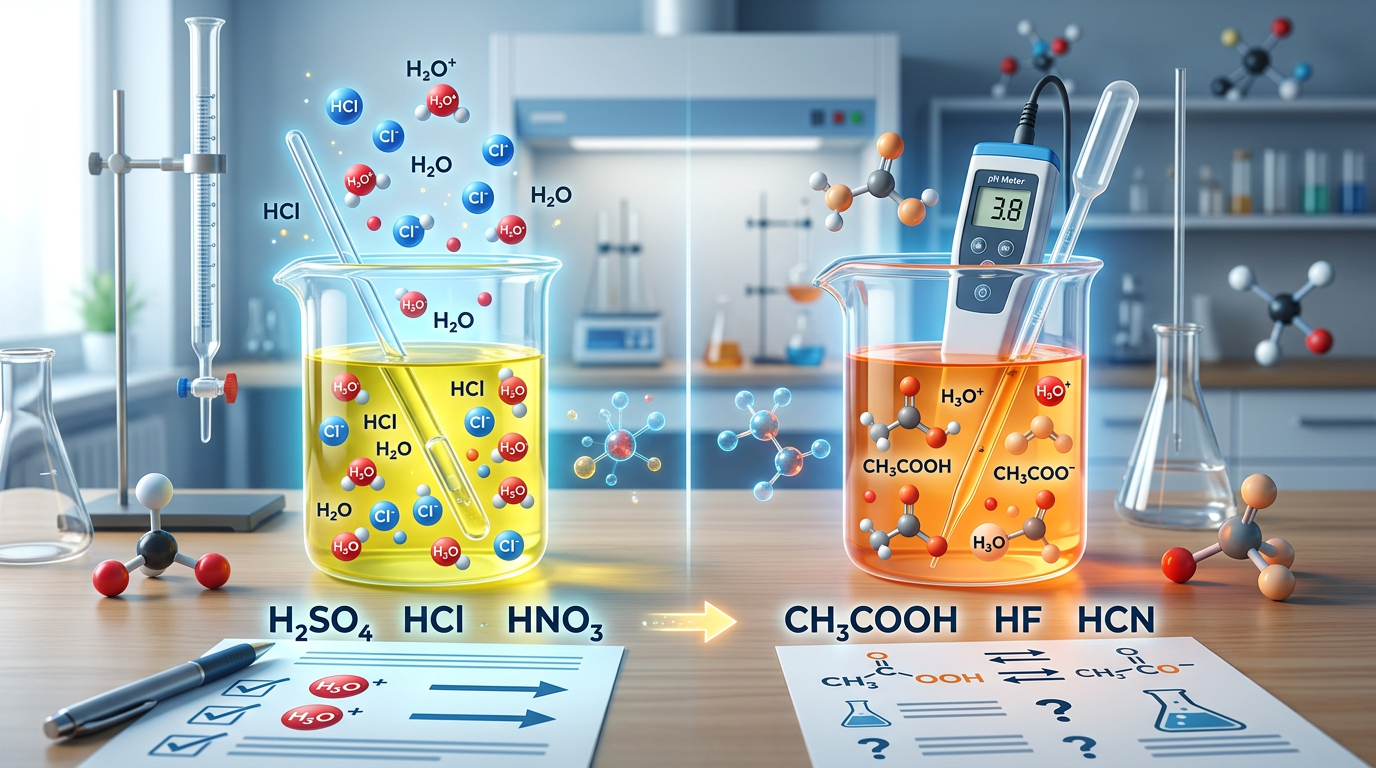 Easy Strong Acid vs Weak Acid Practice Questions