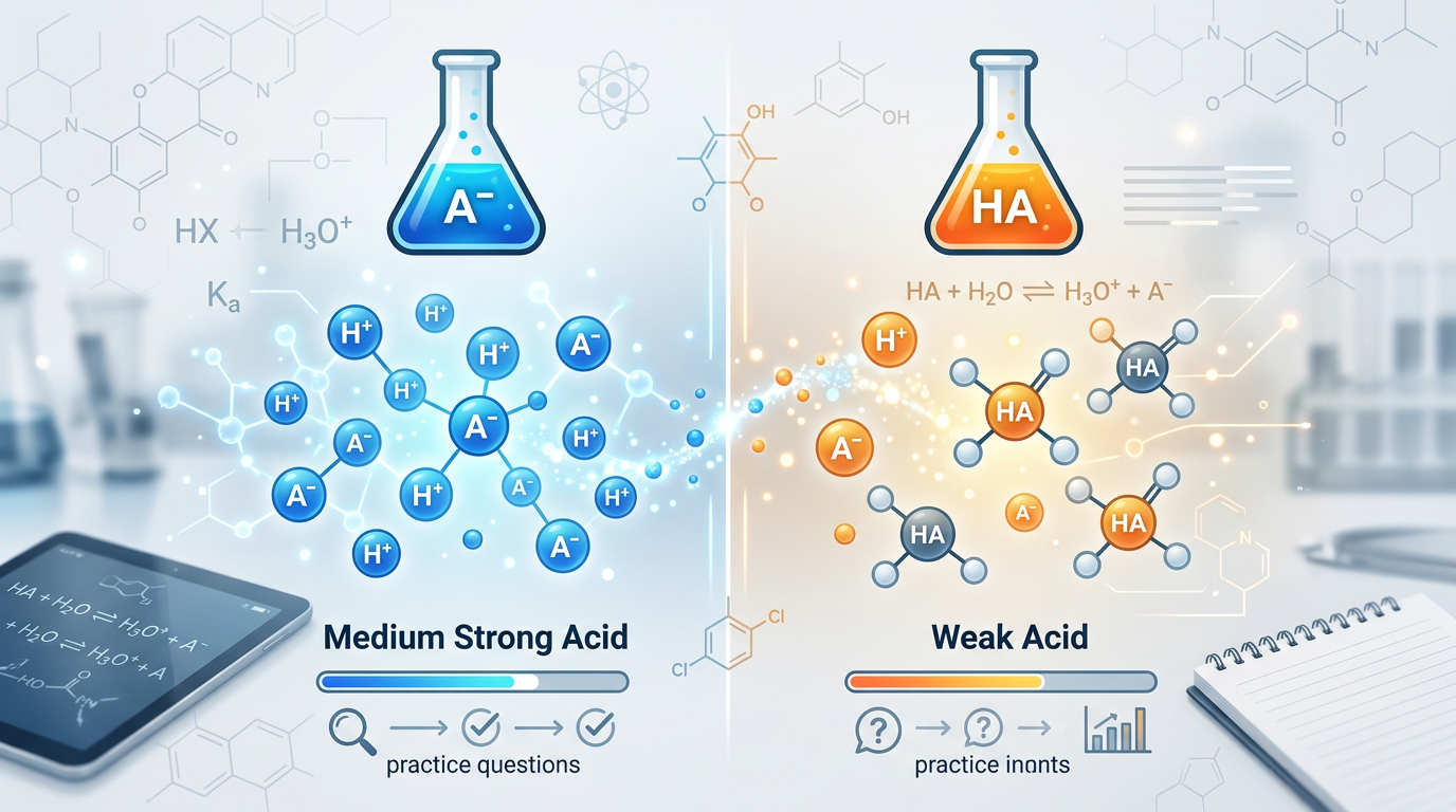 Medium Strong Acid vs Weak Acid Practice Questions