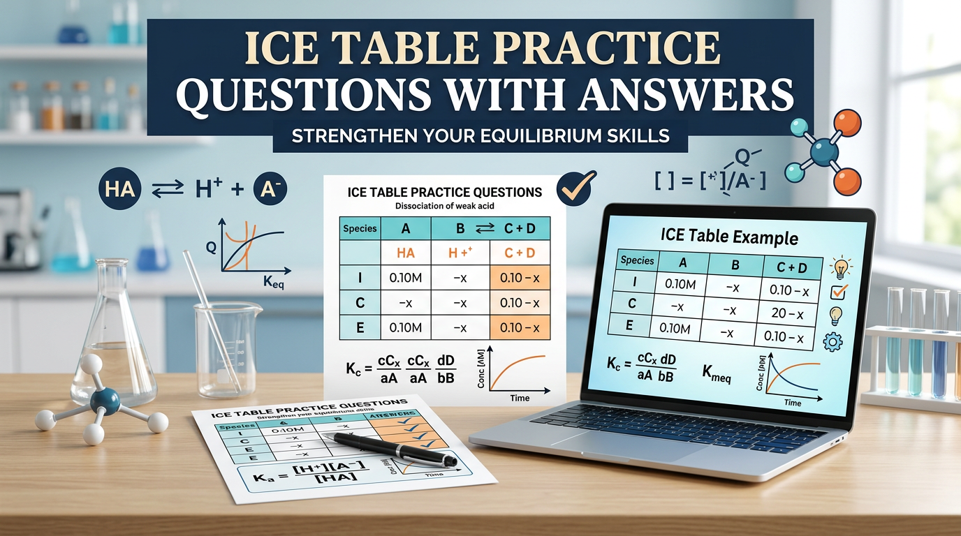 ICE Table Practice Questions with Answers