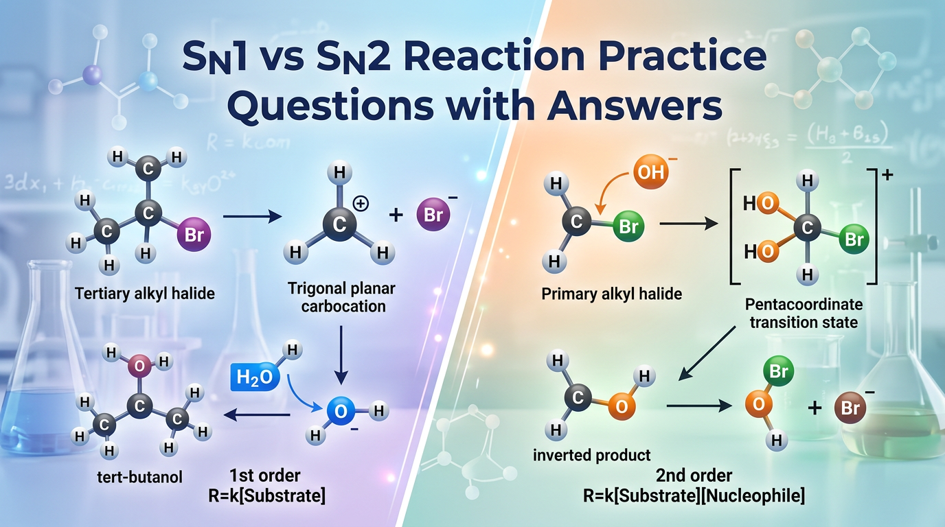 SN1 vs SN2 Reaction Practice Questions with Answers