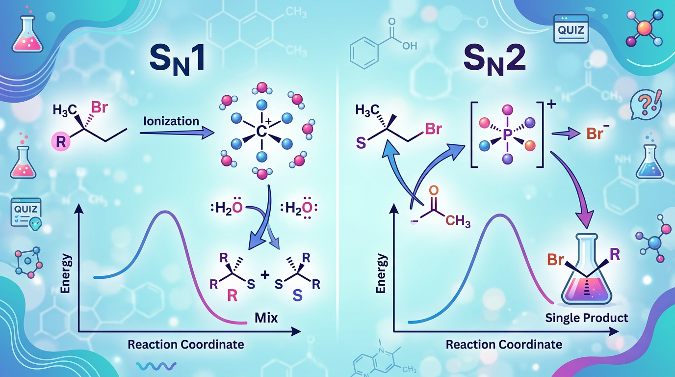 Hard SN1 vs SN2 Reaction Practice Questions