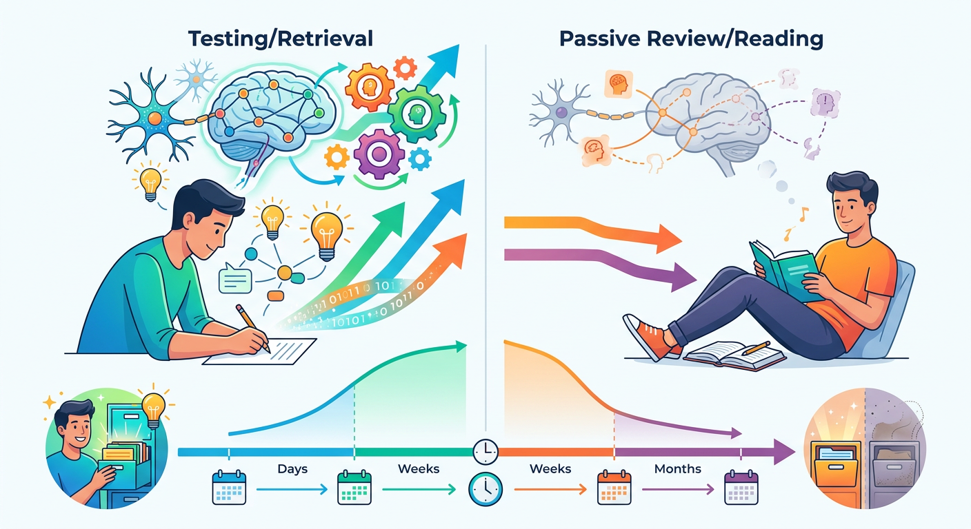 Retrieval Practice vs. Passive Review: The Evidence