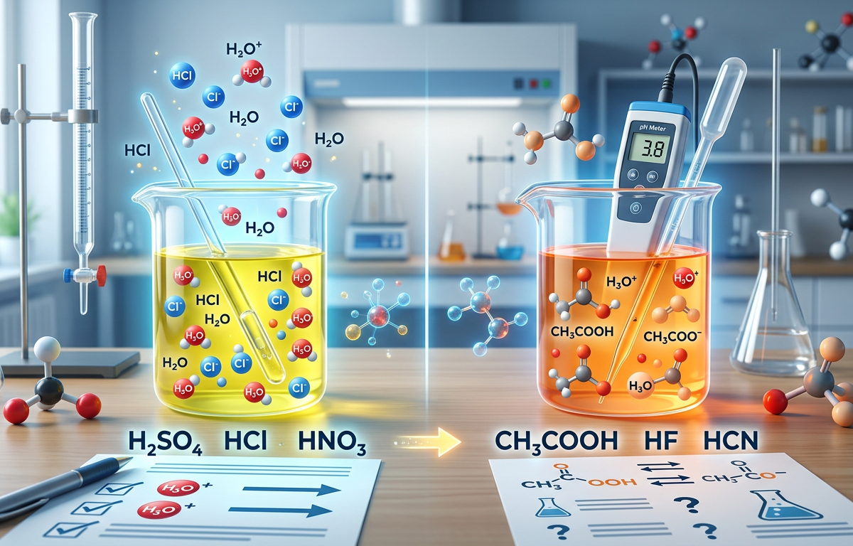 Easy Strong Acid vs Weak Acid Practice Questions