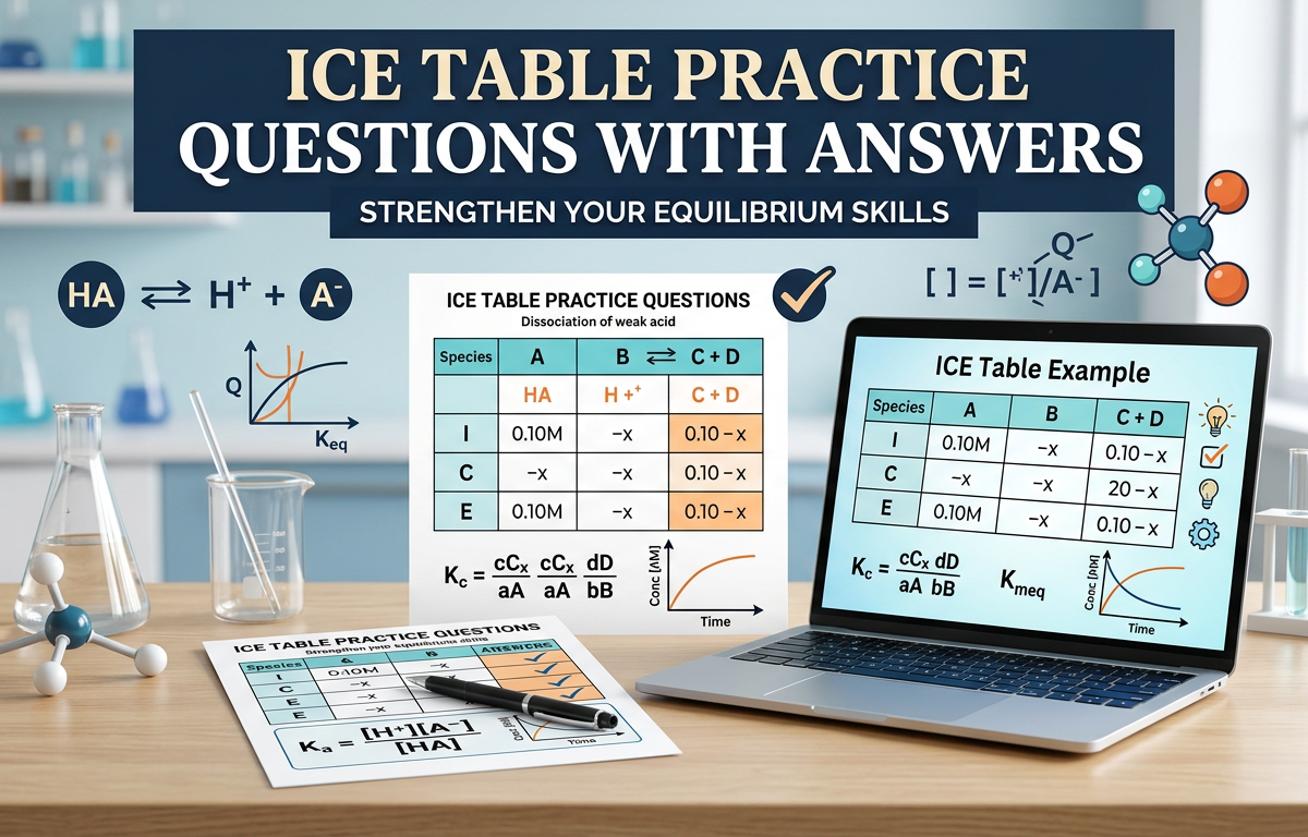 ICE Table Practice Questions with Answers