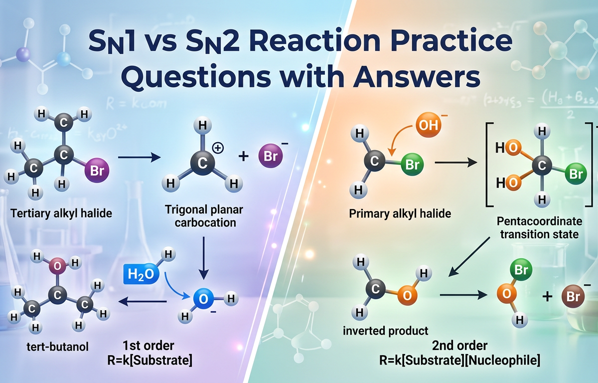 SN1 vs SN2 Reaction Practice Questions with Answers